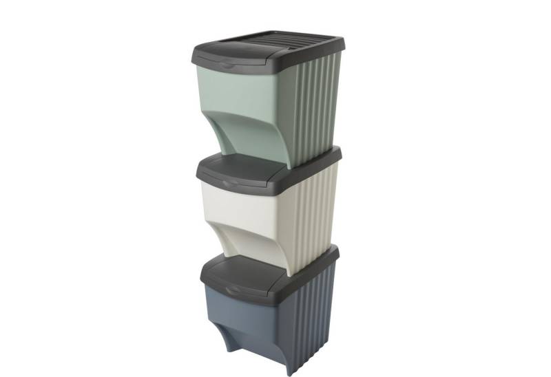 Centi Mülleimer Stapelbares Müllsortiersystem 3-fach Haushalt von Centi