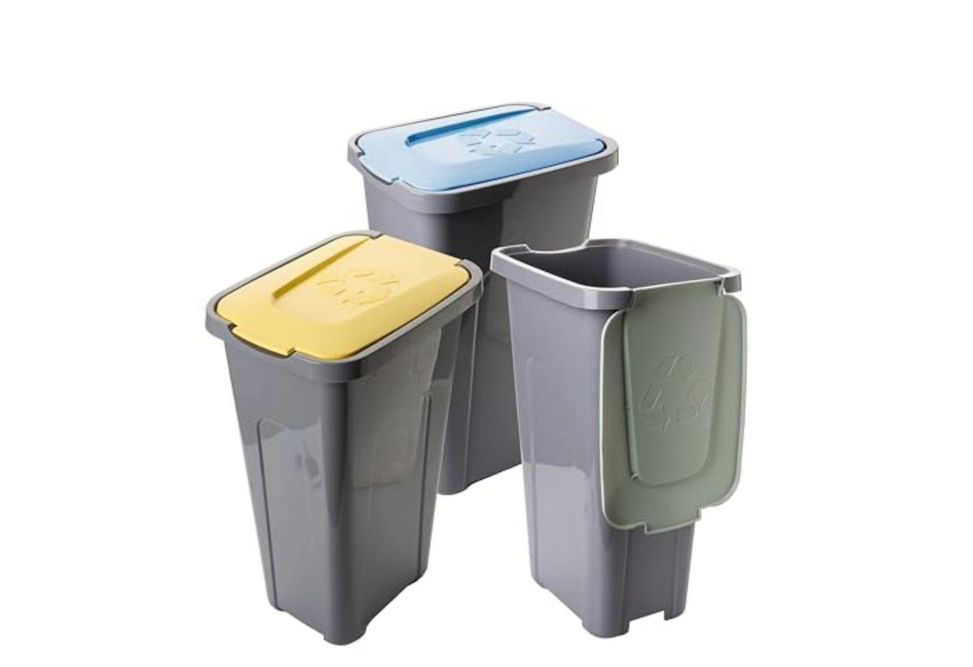 Centi Mülleimer TRIBINO Mülleimer-Set 45 L, mit Klappdeckel 56 × 36 × 28 cm farbig sortiert von Centi