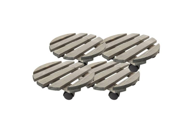 Centi Pflanzkübel Runder Buchenholz Pflanzenroller anthrazit (4er-Set, 1 St., 4er Set), 360° Lenkrollen für Zimmerpflanzen & Möbe von Centi