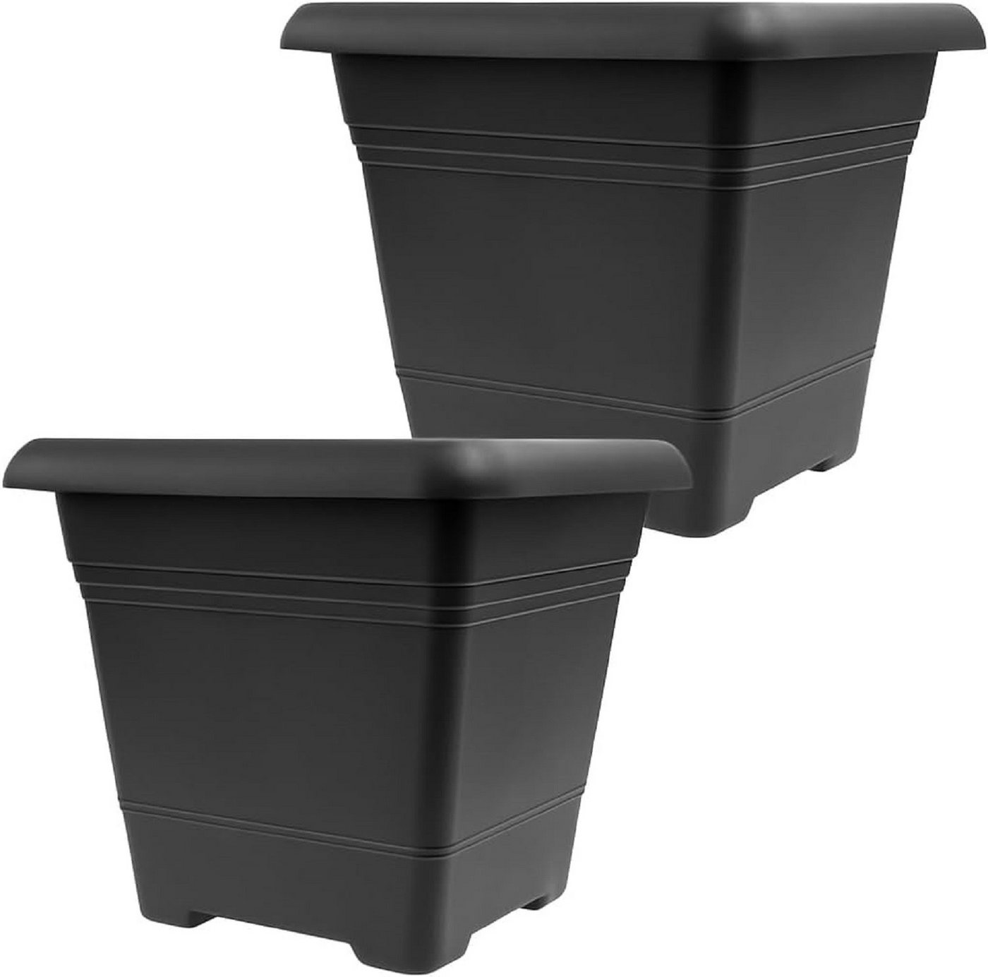 Centi Pflanzkübel 2er Set Pflanzkübel Groß Aussen 28x28cm (2er-Set), kippsicher mit Drainagesystem von Centi