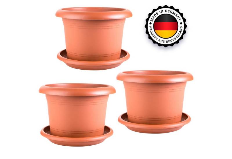 Centi Pflanzkübel 3 Pflanzkübel rund, Durchmesser 45 cm (Spar Set, 3 St., 3er Set), inkl. Untersetzer von Centi