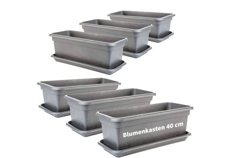 Centi Pflanzkübel Balkon Blumenkasten anthrazit mit Untersetzer (6er-Set) von Centi