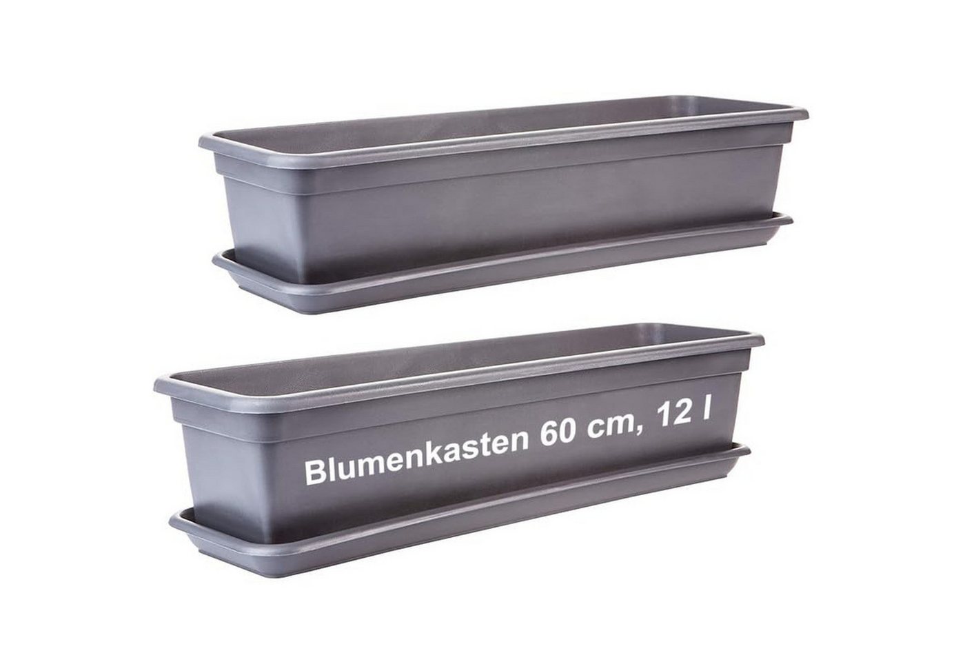 Centi Pflanzkübel Balkonkasten mit Untersetzer anthrazit robust (2er-Set) von Centi
