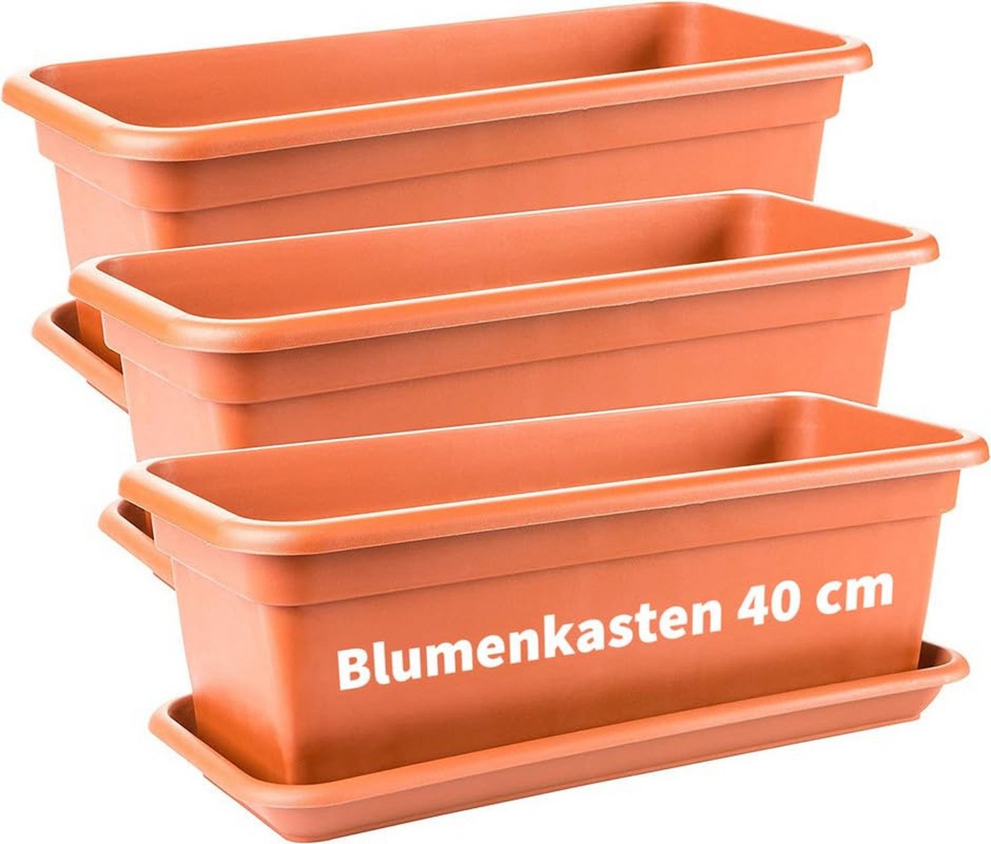 Centi Pflanzkübel Blumenkasten Terracotta mit Untersetzer (3er-Set) von Centi