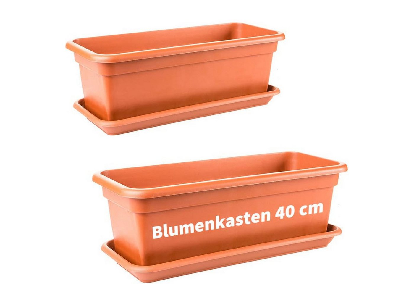Centi Pflanzkübel Blumenkasten mit Untersetzer terracotta 2er-Set (2er-Set) von Centi