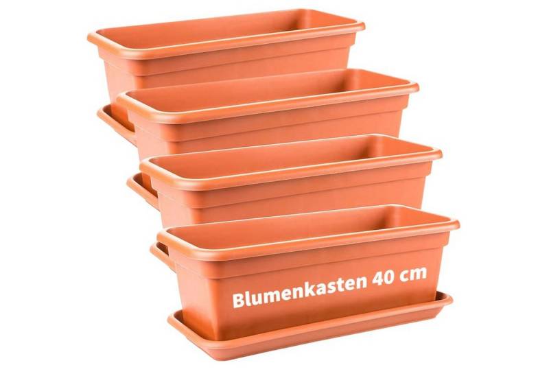 Centi Pflanzkübel Blumenkasten mit Untersetzer terracotta 4er-Set (4er-Set) von Centi