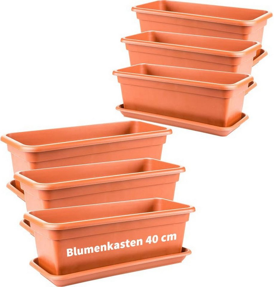 Centi Pflanzkübel Blumenkasten terracotta mit Untersetzer (6er-Set) von Centi