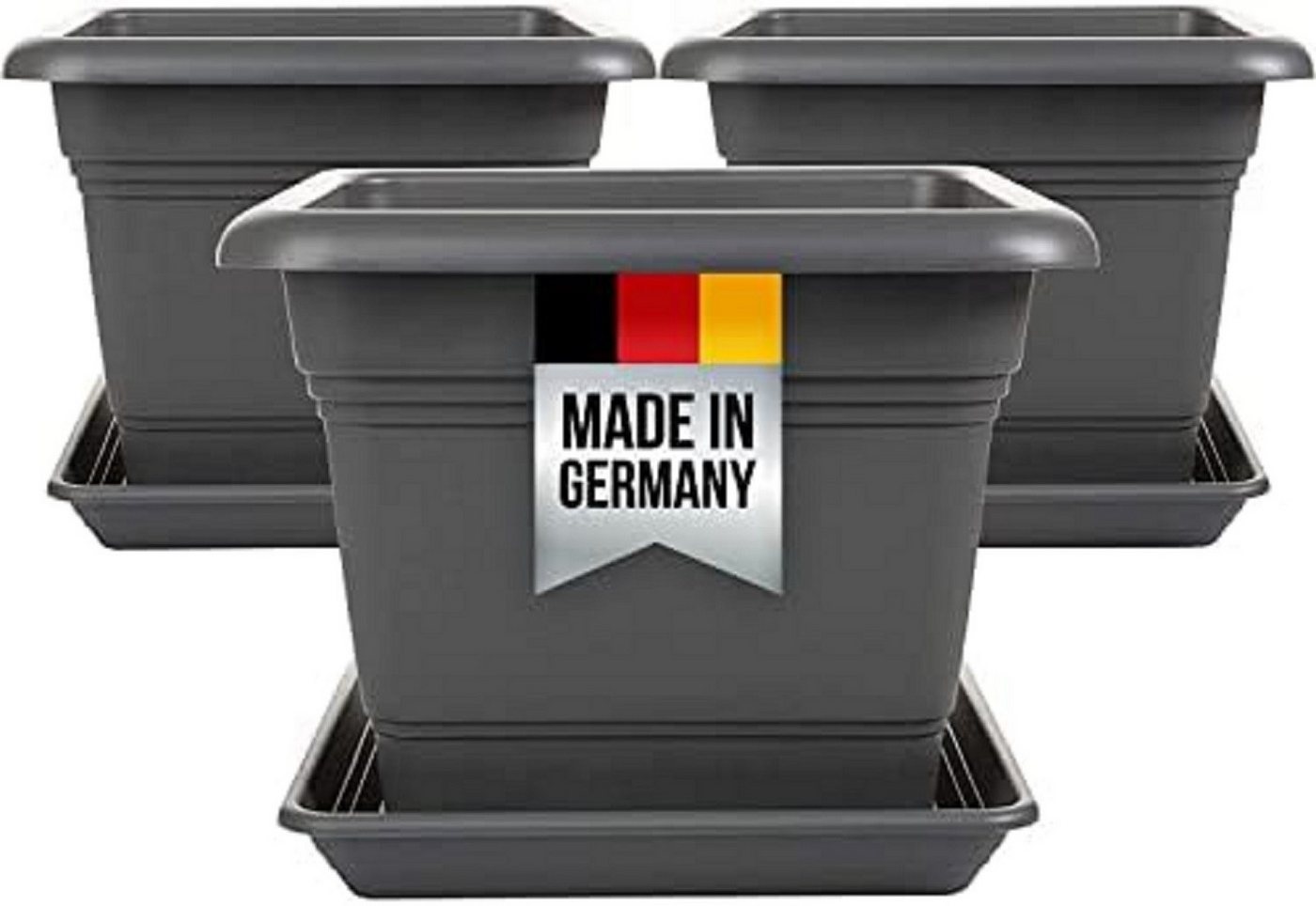 Centi Pflanzkübel Blumentopf 58×58 cm mit Untersetzer (3er-Set), für ambitionierte Gärtner! von Centi