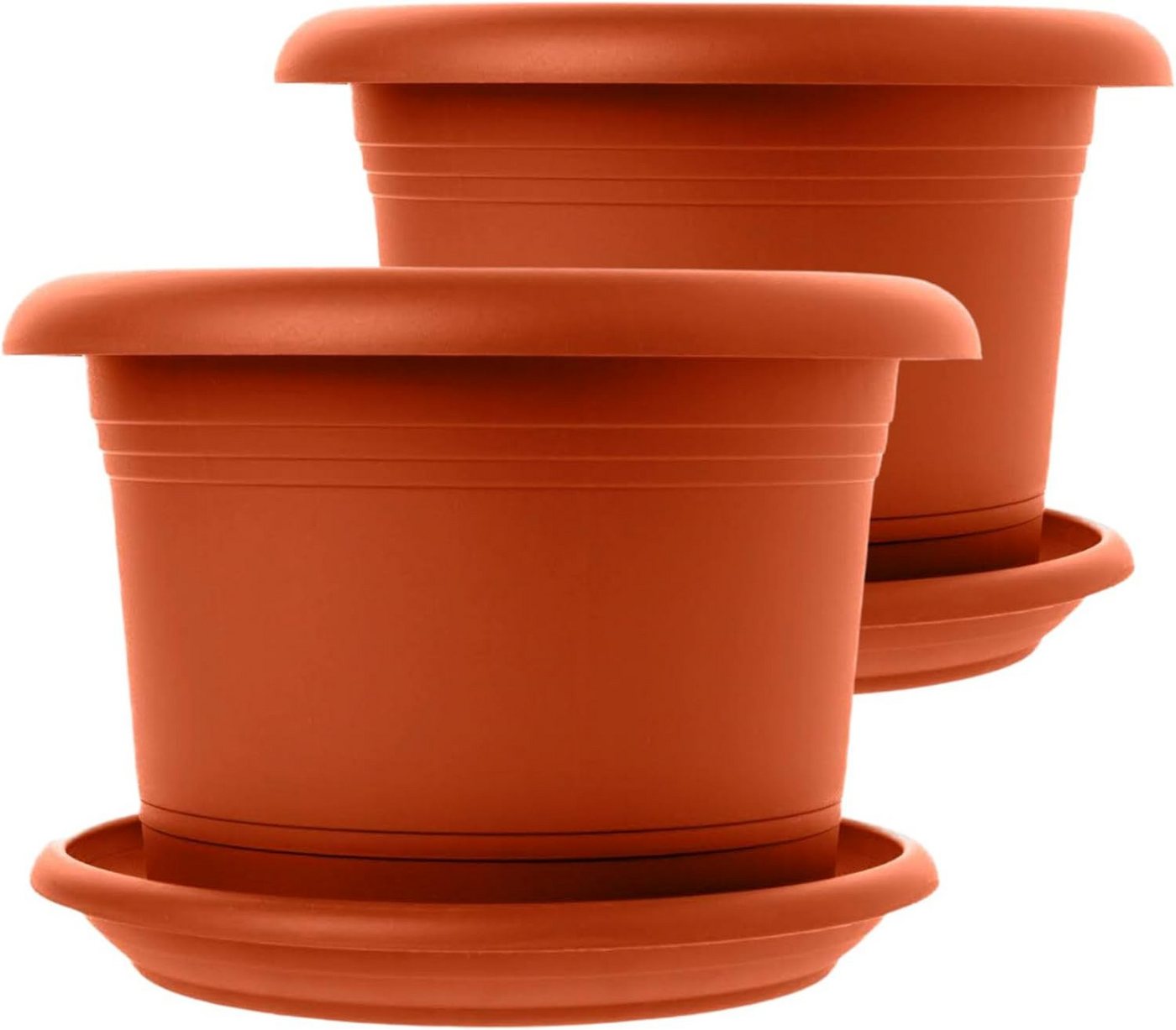 Centi Pflanzkübel Blumentopf Groß mit Untersetzer (2er-Set), 60 cm Durchmesser Terracotta, Pflanzkübe von Centi