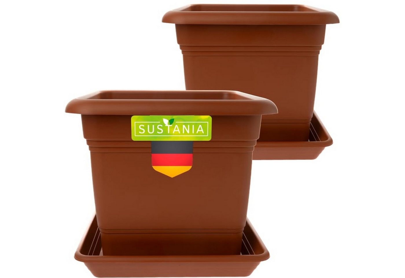 Centi Pflanzkübel Blumentopf im Terracotta-Look, wetterfest, hoch (2er-Set) von Centi