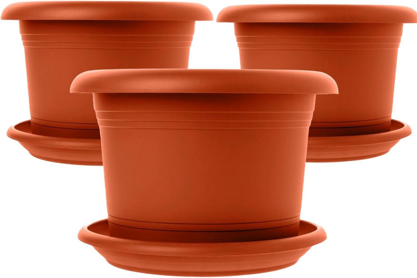 Centi Pflanzkübel Blumentopf in Terracotta mit Untersetzer (3er-Set) von Centi