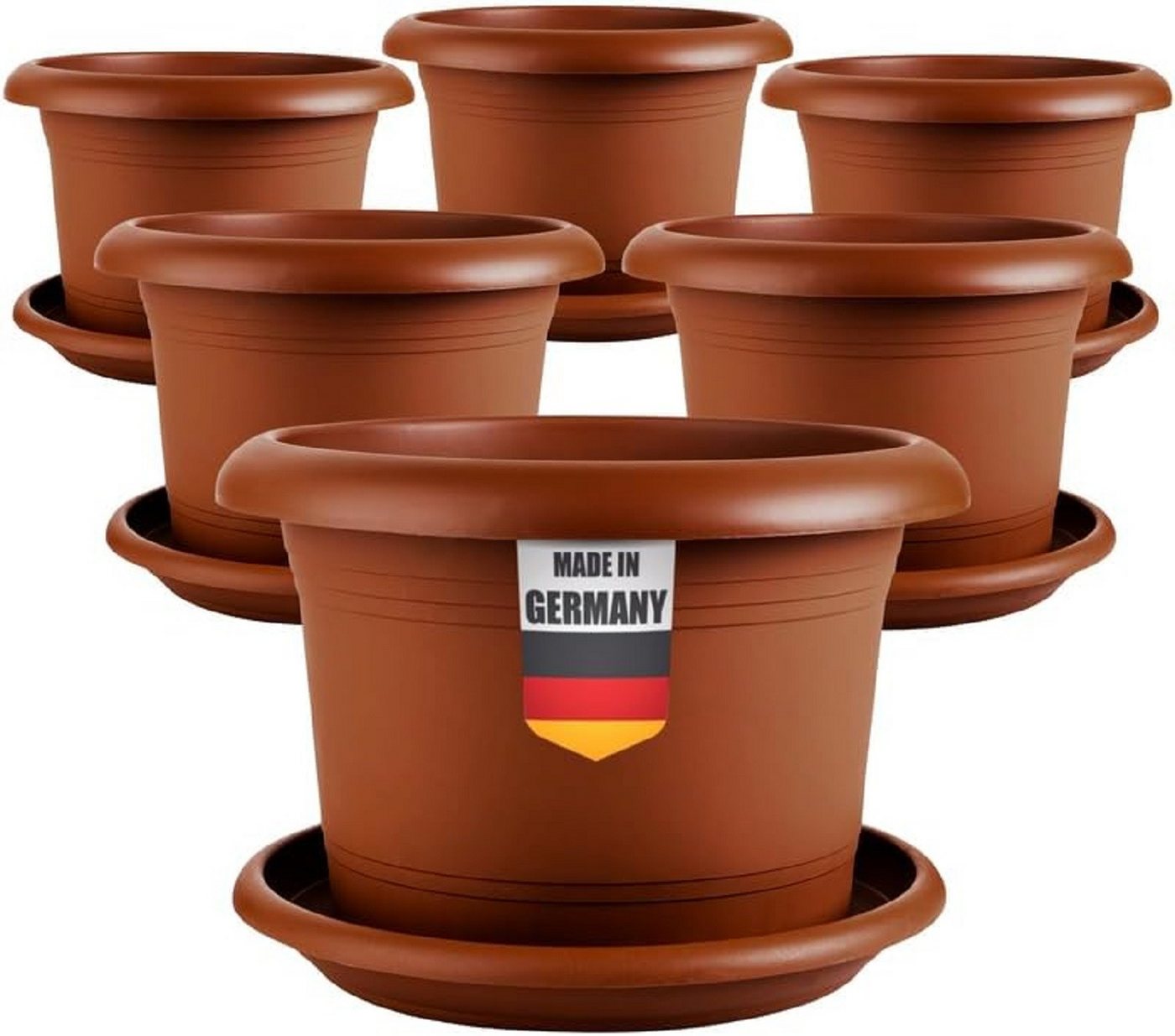 Centi Pflanzkübel Blumentopf in Terracotta mit Untersetzer (6er-Set), Ø 40 cm Blumentopf in Terracotta mit Untersetzer von Centi