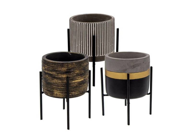 Centi Pflanzkübel Deko Pflanztopf Set mit Metallfüßen, Zement (3er-Set) von Centi