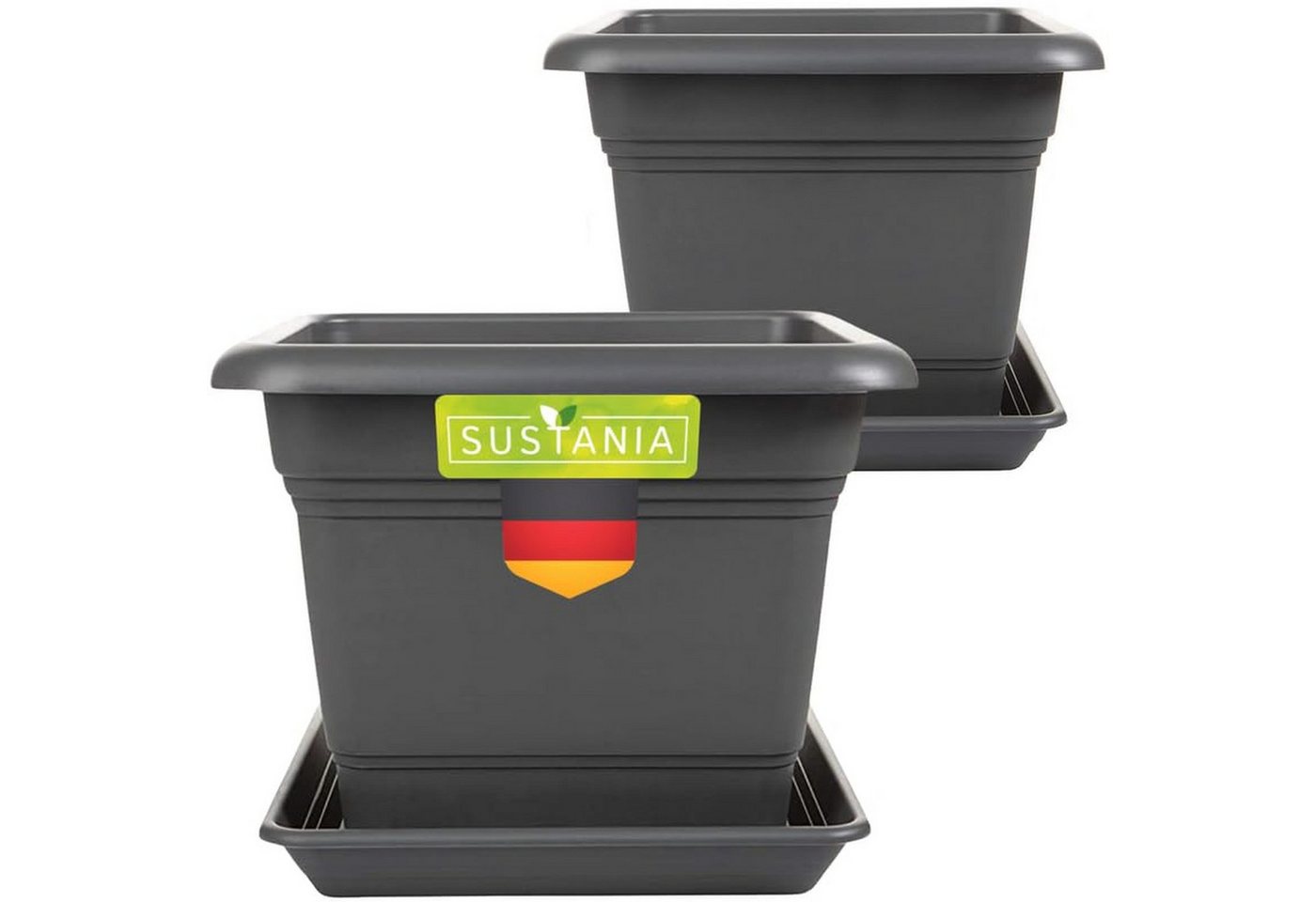Centi Pflanzkübel Eckiger Pflanzkübel anthrazit robust 2er-Set (2er-Set) von Centi
