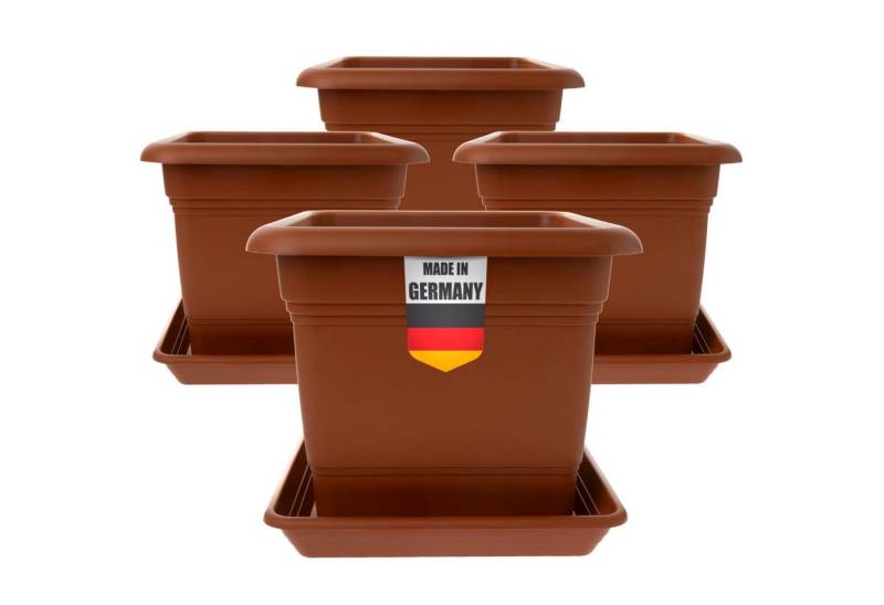 Centi Pflanzkübel Eckiger Pflanzkübel wetterfest terracotta Set (4er-Set) von Centi