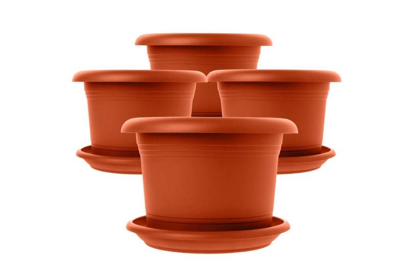 Centi Pflanzkübel Eleganter Blumentopf terracotta mit Untersetzer (4er-Set) von Centi