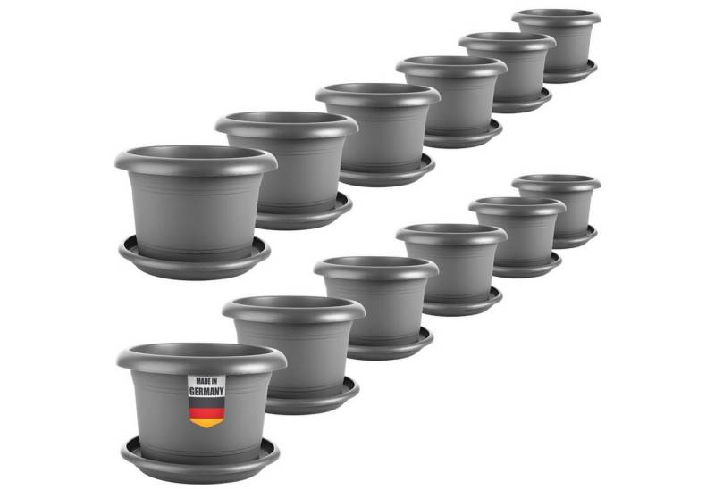 Centi Pflanzkübel Eleganter Pflanzkübel kompakt anthrazit (12er-Set) von Centi