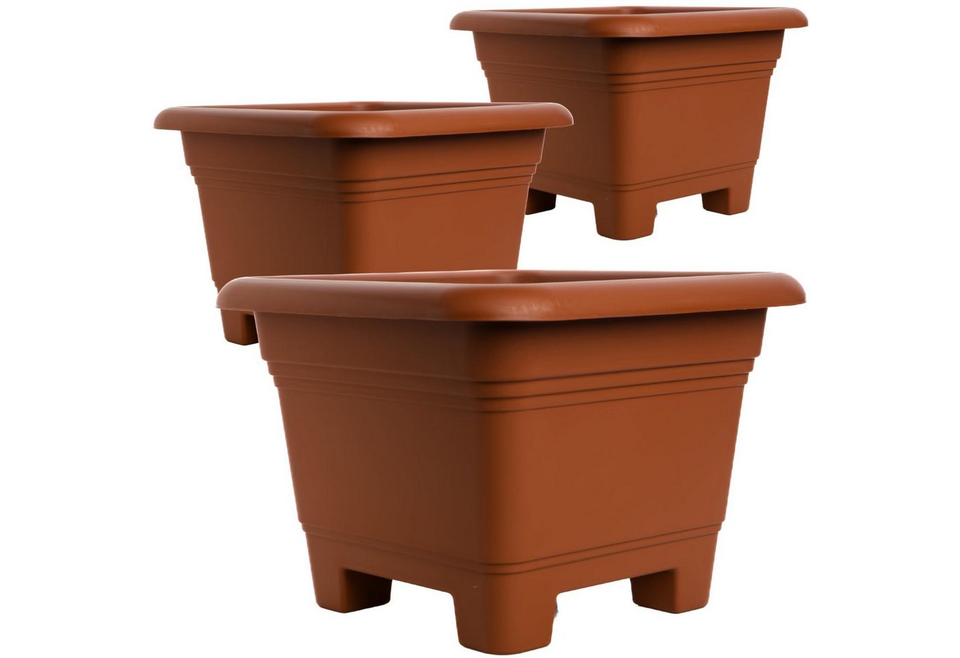 Centi Pflanzkübel Große eckige Pflanzkübel Terrakotta Design 3er-Set (NORA) von Centi