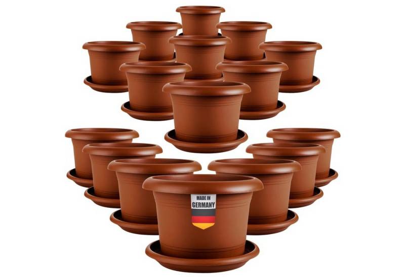Centi Pflanzkübel Große runde Pflanzkübel mit Untersetzer terracotta (16er-Set) von Centi