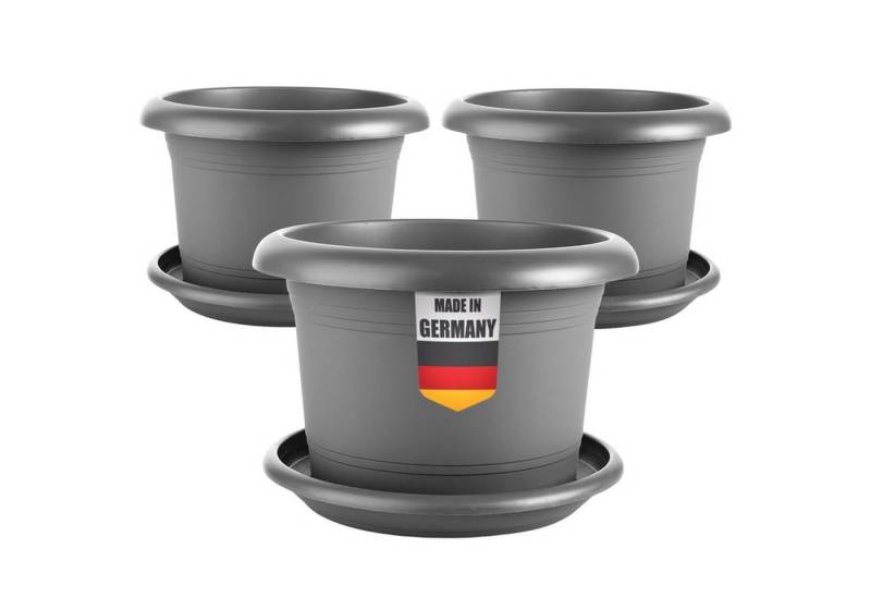 Centi Pflanzkübel Großer Blumentopf anthrazit mit Untersetzer (3er-Set) von Centi