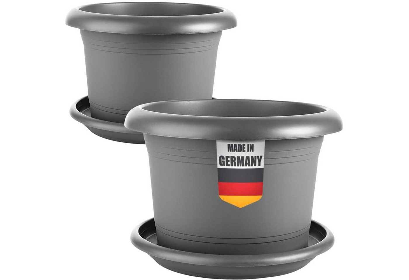 Centi Pflanzkübel Großer Blumentopf anthrazit robust frostfest (2er-Set) von Centi