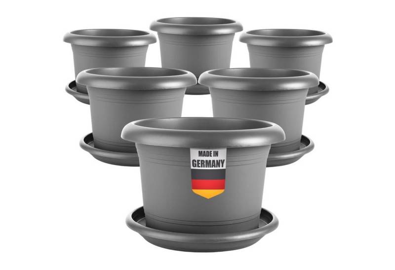 Centi Pflanzkübel Großer Blumentopf anthrazit robust frostfest Set (6er-Set) von Centi