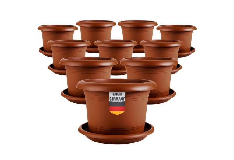 Centi Pflanzkübel Großer Blumentopf mit Untersetzer terracotta (10er-Set) von Centi