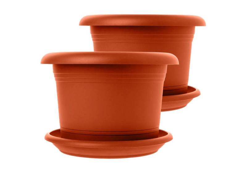 Centi Pflanzkübel Großer Blumentopf mit Untersetzer terracotta (2er-Set) von Centi