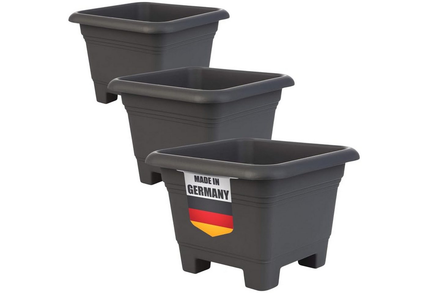 Centi Pflanzkübel Großer Pflanzkübel anthrazit modern wetterfest (3er-Set) von Centi