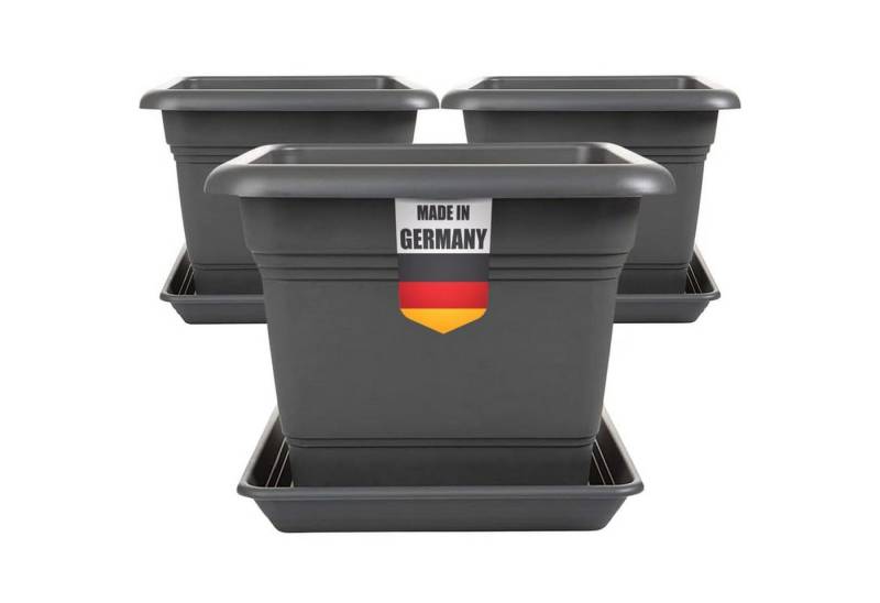Centi Pflanzkübel Großer Pflanzkübel anthrazit wetterfest quadratisch (3er-Set) von Centi