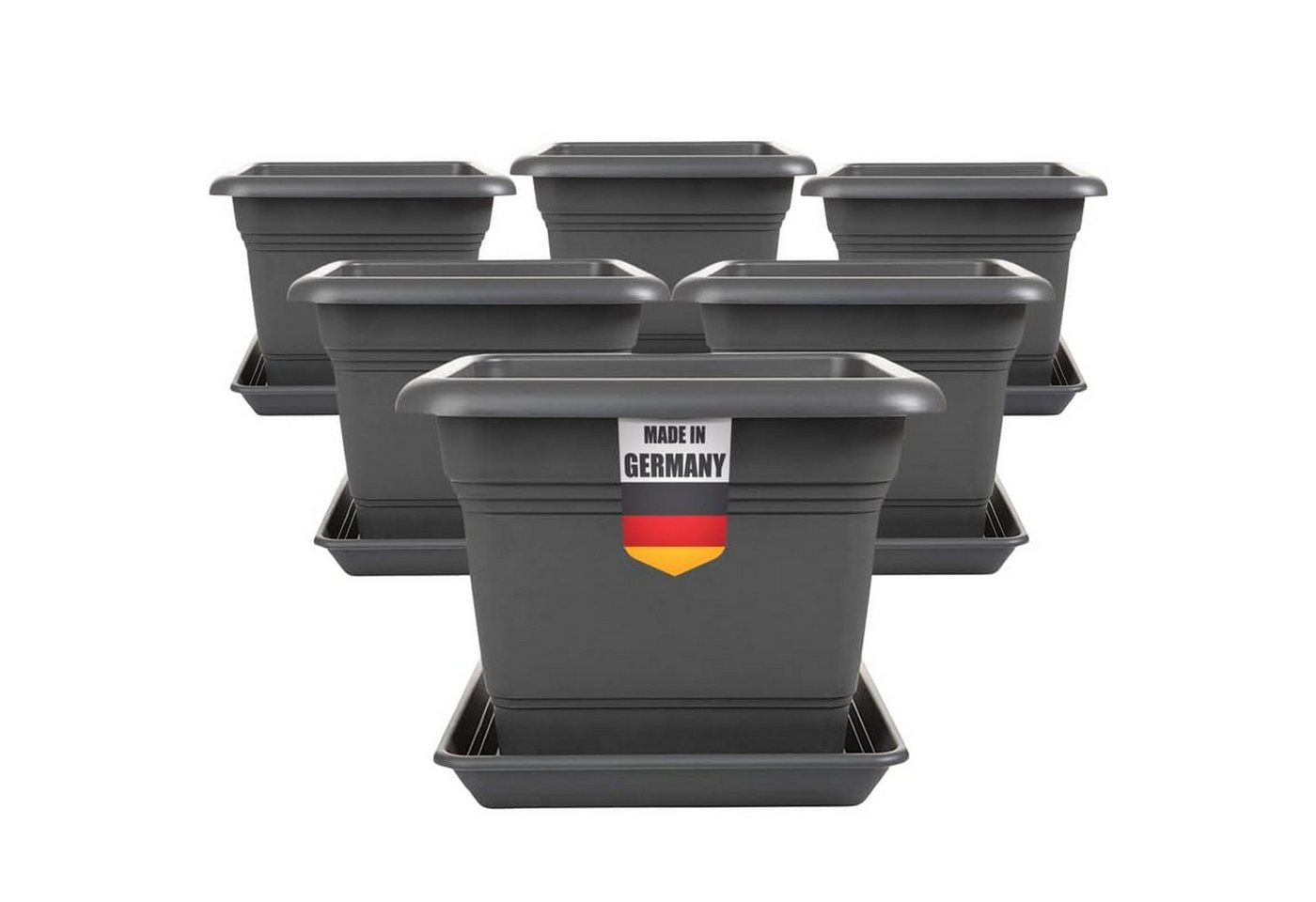 Centi Pflanzkübel Großer Pflanzkübel anthrazit wetterfest robust (6er-Set) von Centi