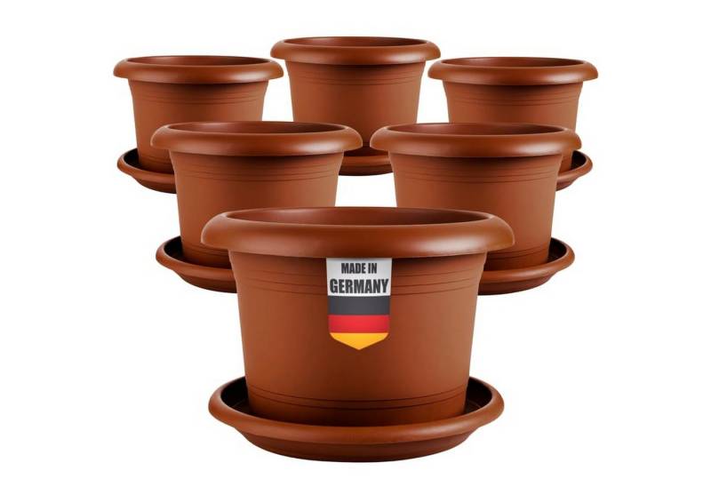 Centi Pflanzkübel Großer Pflanzkübel mit Untersetzer terracotta (6er-Set) von Centi