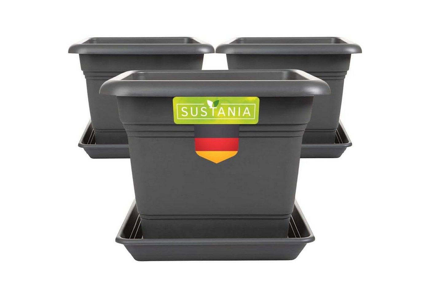 Centi Pflanzkübel Großer Pflanzkübel wetterfest mit Drainage (3er-Set) von Centi