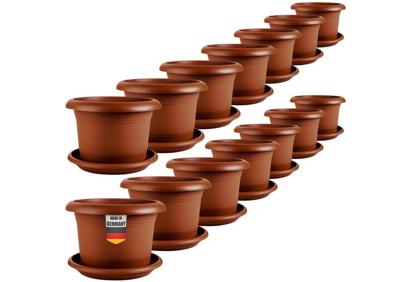 Centi Pflanzkübel Großer Pflanztopf 14er-Set mit Untersetzer (14er-Set) von Centi