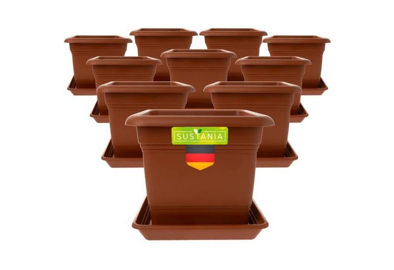 Centi Pflanzkübel Hoher Blumentopf terracotta für außen, robust (10er-Set) von Centi
