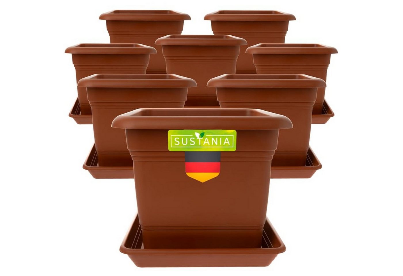 Centi Pflanzkübel Hoher Blumentopf terracotta robust 8er Set (8er-Set) von Centi