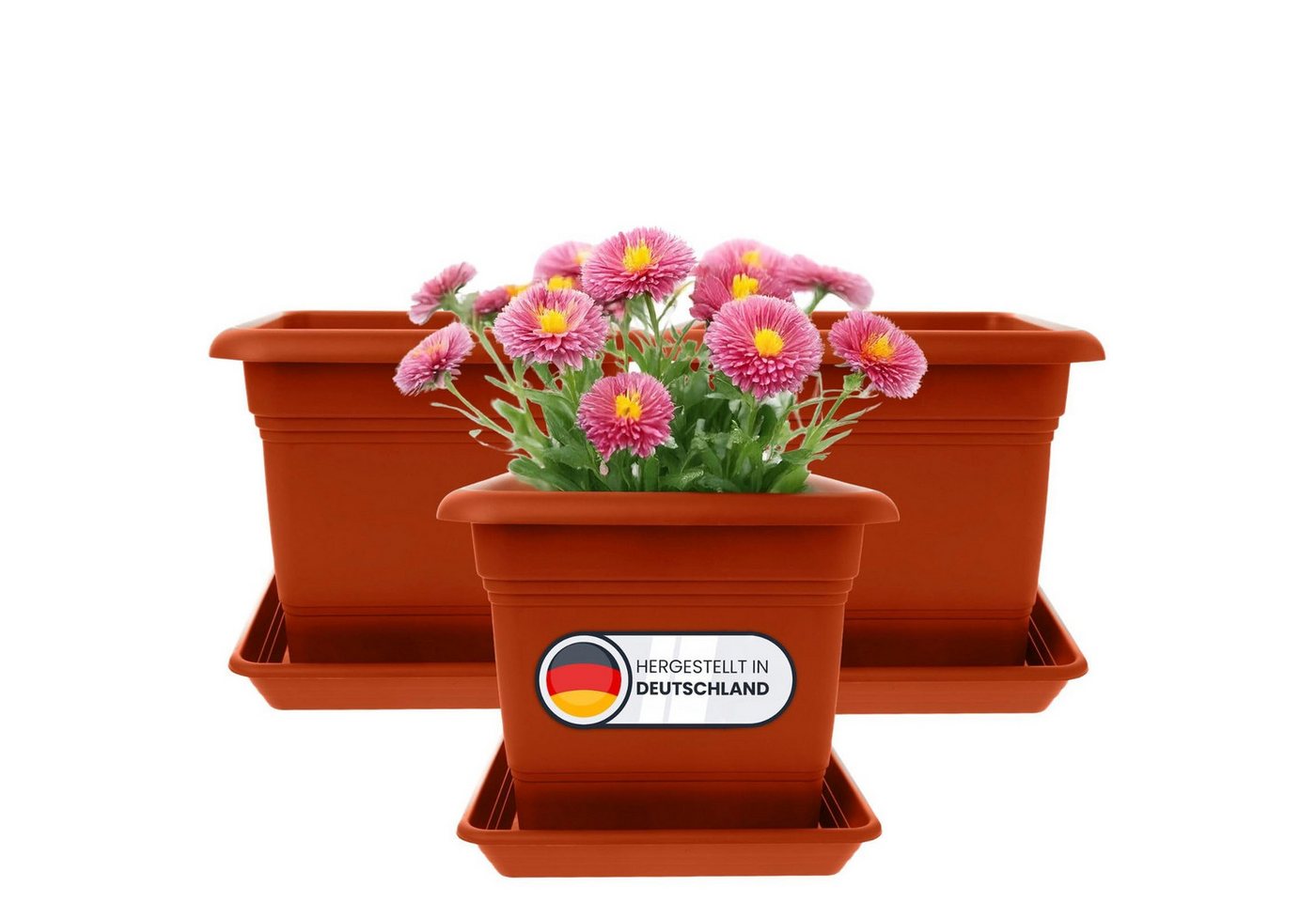 Centi Pflanzkübel Hoher Terrakotta-Blumentopf 3er-Set robust (3er-Set) von Centi