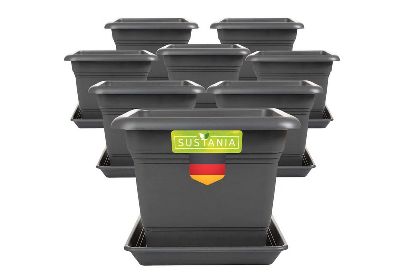 Centi Pflanzkübel Hoher anthrazitfarbener Pflanzkübel Set (8er-Set) von Centi