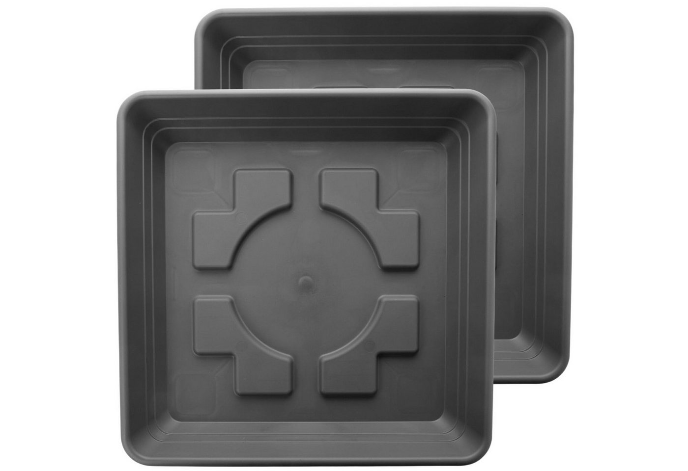 Centi Pflanzkübel Pflanzuntersetzer 35x35 cm robust anthrazit (2er-Set) von Centi