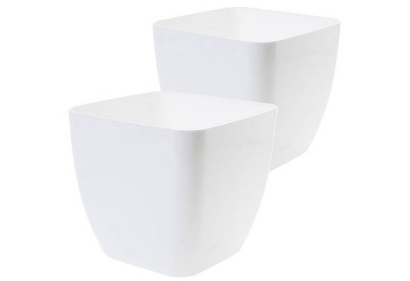 Centi Pflanzkübel Quadratischer Blumentopf wetterfest weiß 2er-Set (2er-Set) von Centi