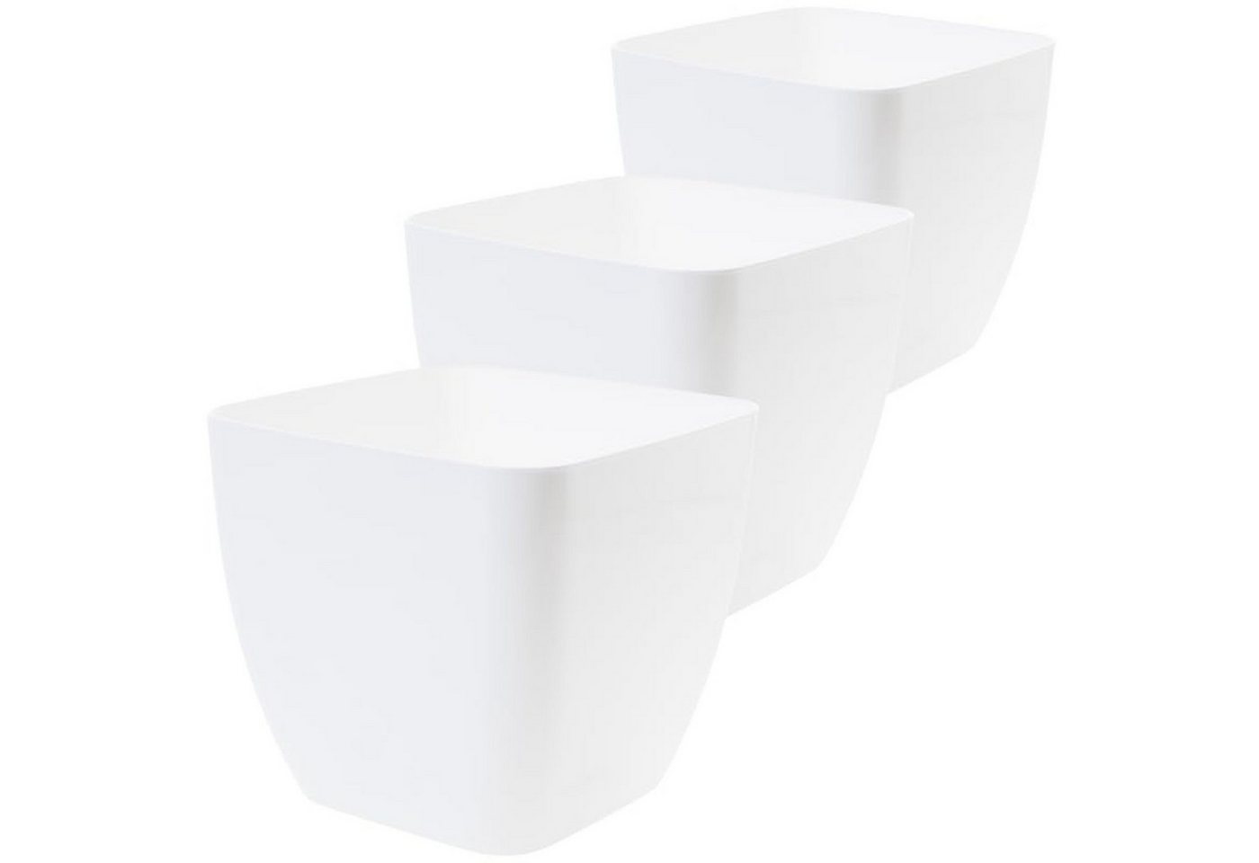 Centi Pflanzkübel Quadratischer Blumentopf wetterfest weiß 3er-Set (3er-Set) von Centi