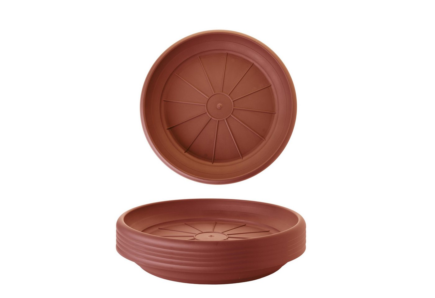 Centi Pflanzkübel Untersetzer rund terracotta für 40 cm Töpfe (6er-Set) von Centi