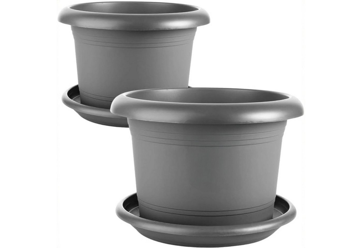 Centi Pflanzkübel XXL Blumentöpfe Ø 50 cm (2er-Set), mit Untersetzer (Anthrazit) von Centi