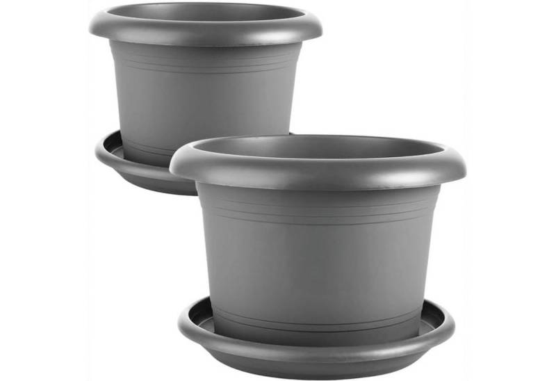 Centi Pflanzkübel XXL Blumentöpfe Ø 50 cm (2er-Set), mit Untersetzer (Anthrazit) von Centi