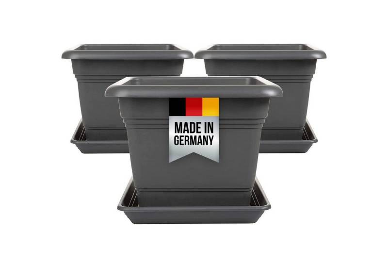 Centi Pflanzkübel XXL Pflanzkübel anthrazit mit Untersetzer, 84L (3er-Set) von Centi
