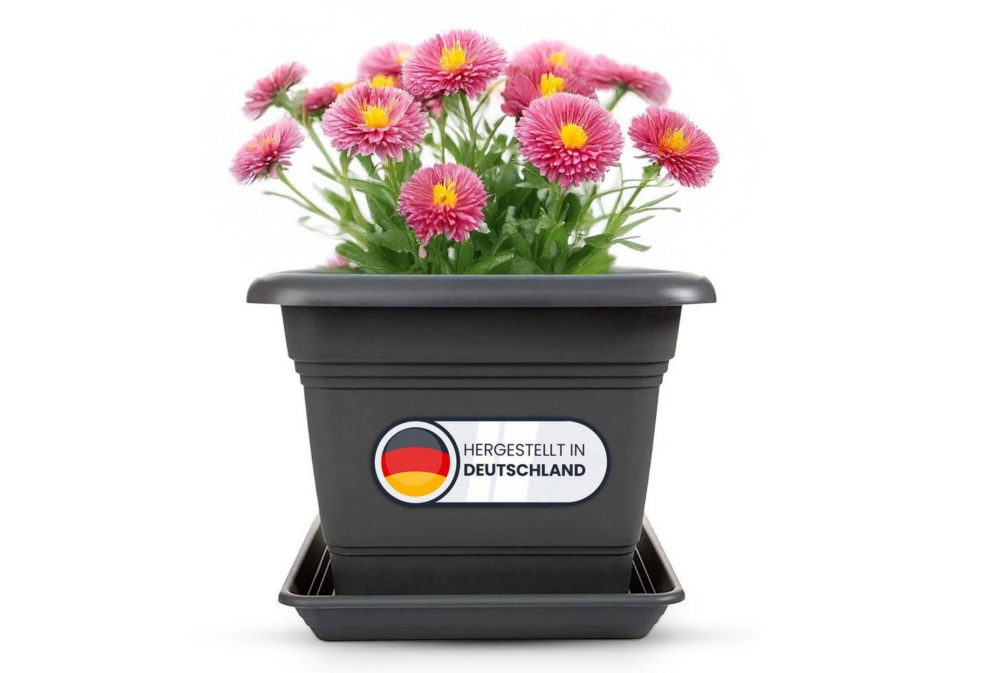 Centi Pflanzkübel XXL Pflanzkübel anthrazit mit Untersetzer (1er-Set) von Centi