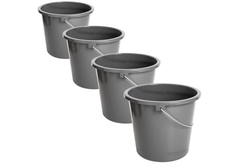 Centi Putzeimer Haushaltseimer 10l mit Metallgriff 4er-Set grau, (4er-Set) von Centi