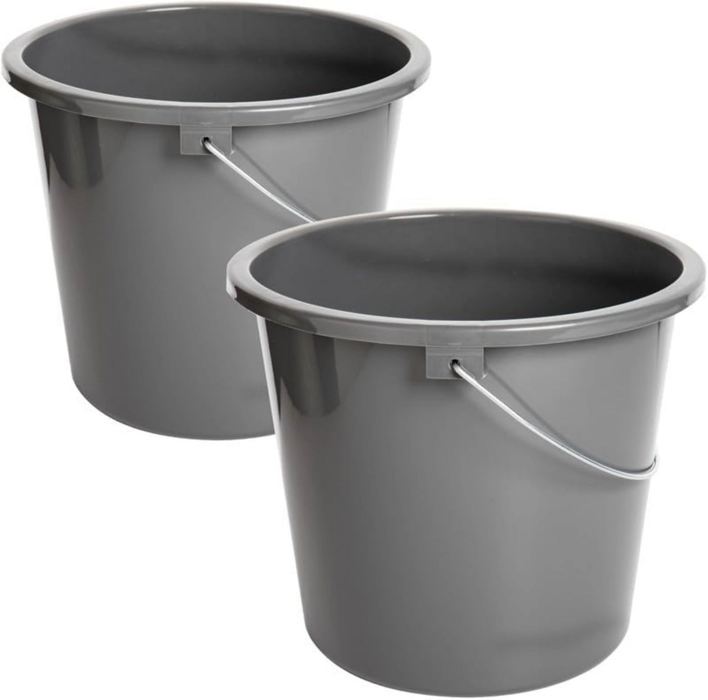 Centi Putzeimer RUWER 10L Haushaltseimer, (2er-set), Wischeimer mit Griff – Grau von Centi