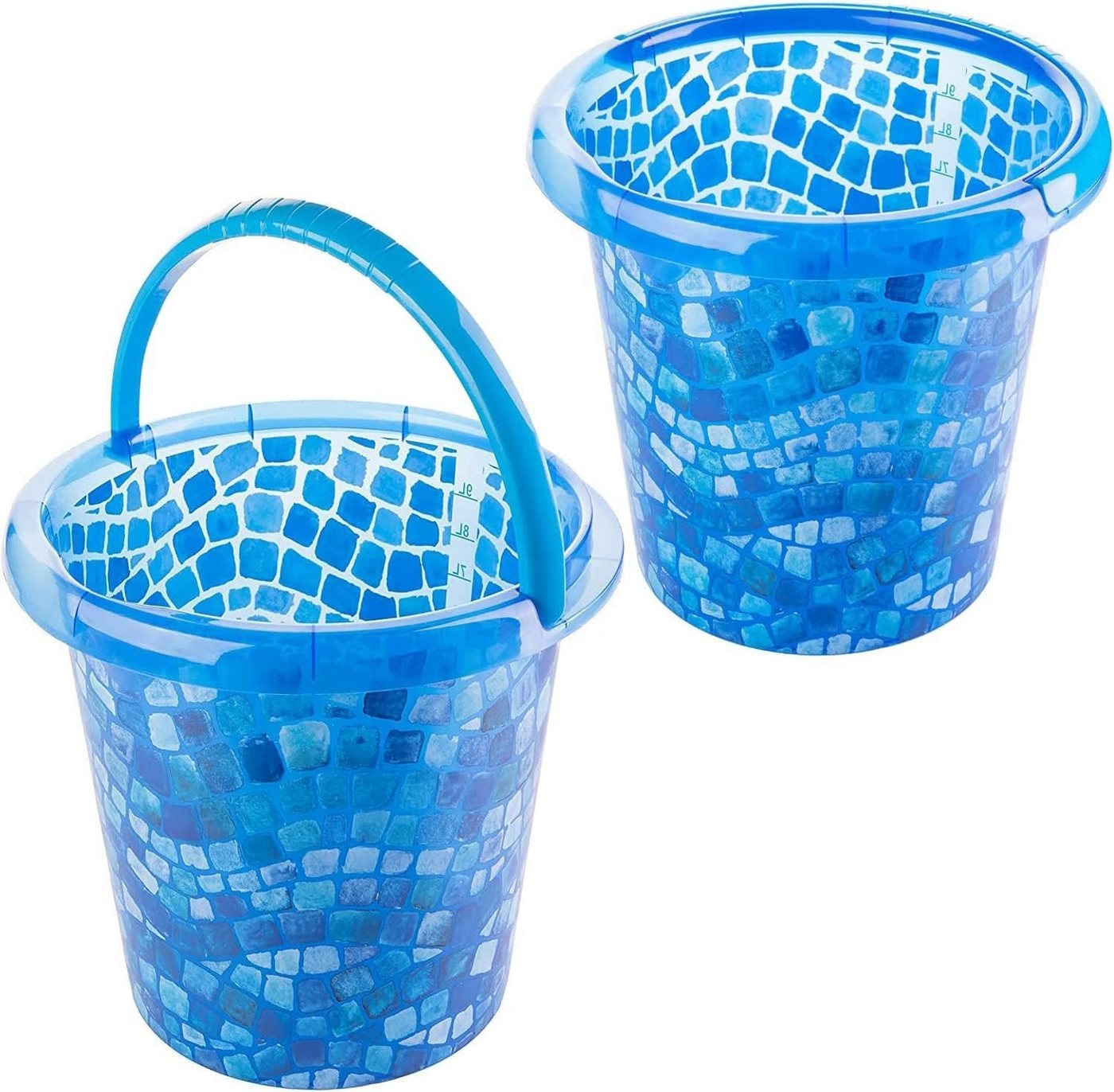 Centi Putzeimer URBANA Haushaltseimer 10 L, (2er-Set), blau, Mosaik-Design, Ø27,5 cm von Centi