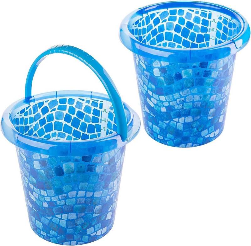 Centi Putzeimer URBANA Haushaltseimer 10 L, (2er-Set), blau, Mosaik-Design, Ø27,5 cm von Centi